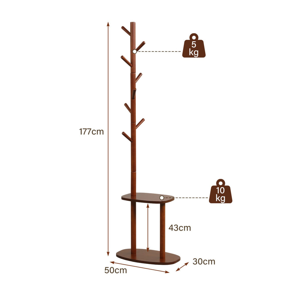 Walnut Rubber Wood Coat Rack