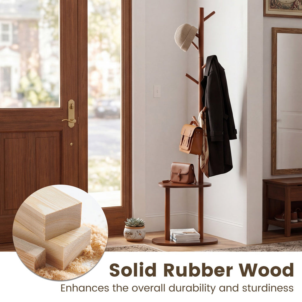 Walnut Rubber Wood Coat Rack