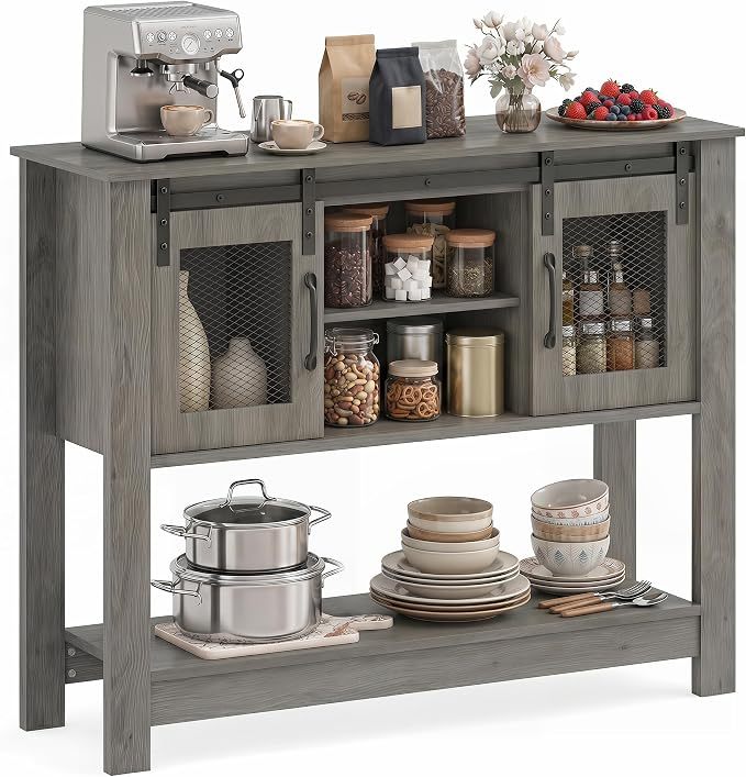 Farmhouse Console Table with 2 Sliding Barn Doors
