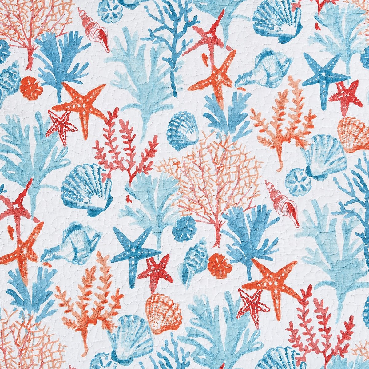 Tangerine Coast Coral Reef Quilt Bedspread Set | 100% Cotton | Reversible | Twin 2-Piece