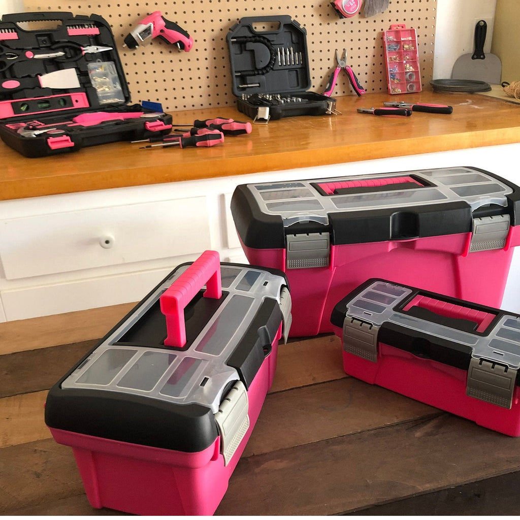3-Piece Stackable Tool Box Set – Pink