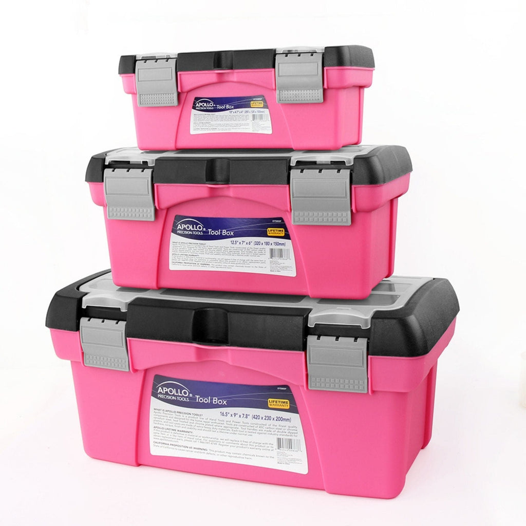 3-Piece Stackable Tool Box Set – Pink