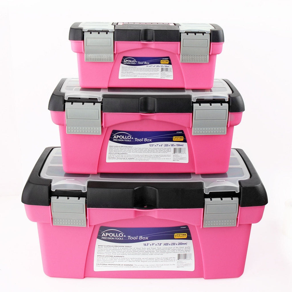 3-Piece Stackable Tool Box Set – Pink