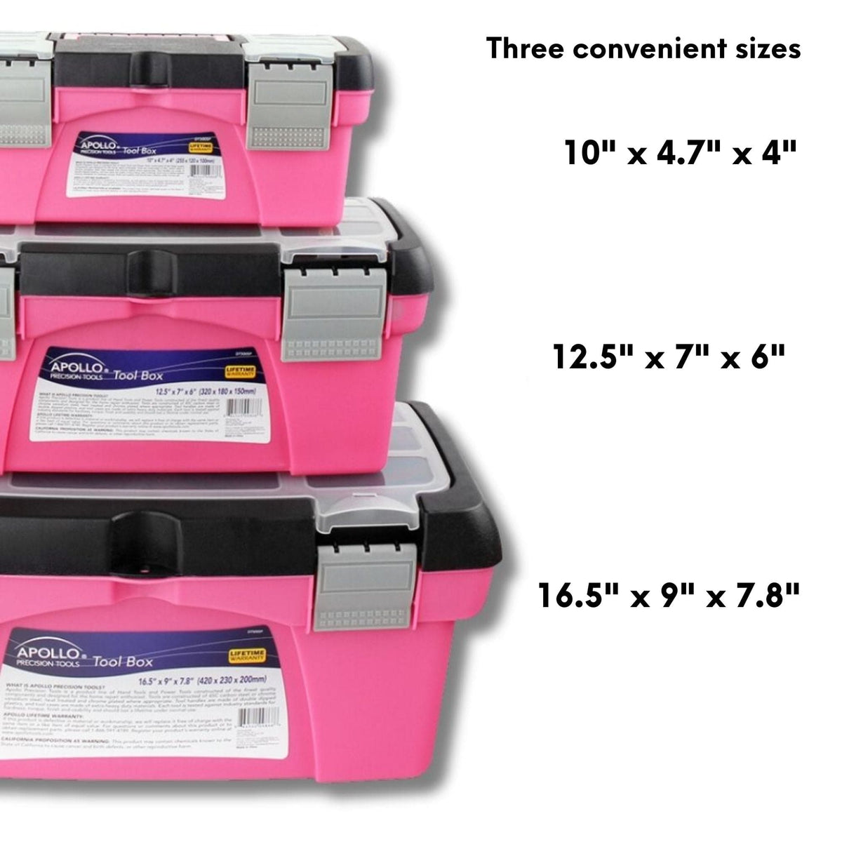 3-Piece Stackable Tool Box Set – Pink