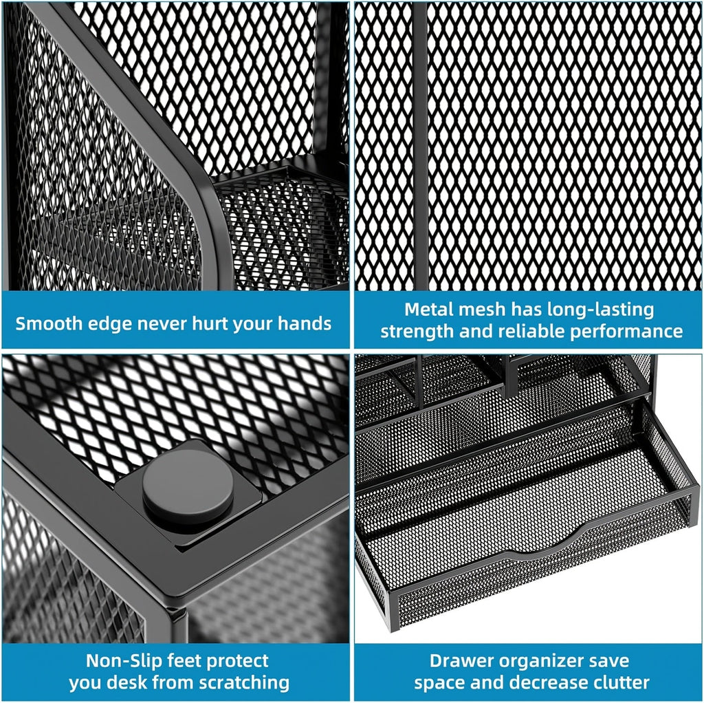 Multi-Layer Iron Mesh Desk Organizer