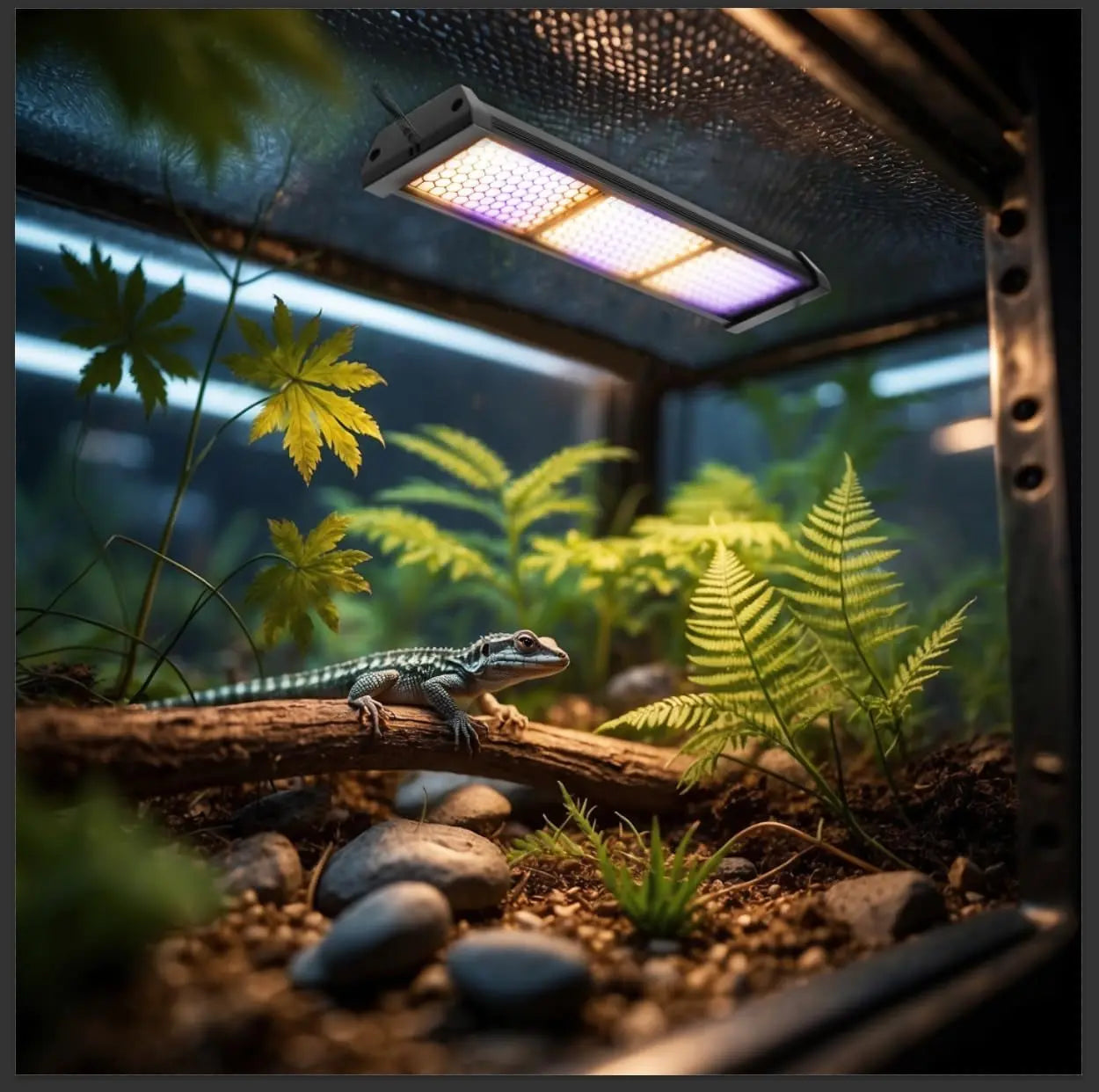 Dimmable LED Reptile UVB Lamp – 12W, 8000-Hour UVB Module | 4 Brightness Levels & Auto Timer | 5", 8" & 12" Sizes