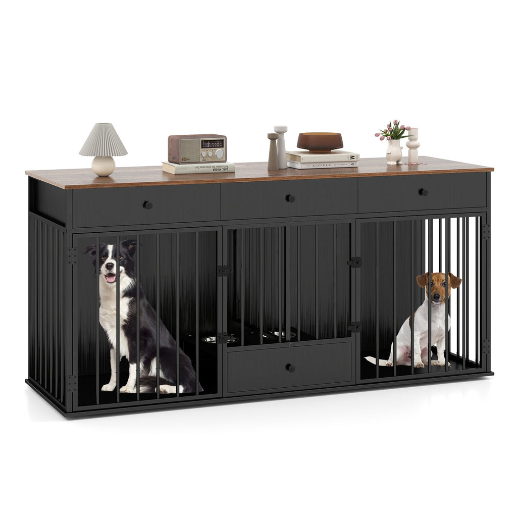 71" Modern Dog Crate Furniture with 3 Drawers