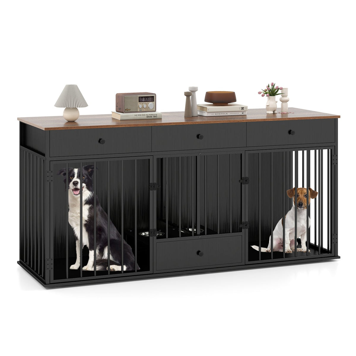 71" Modern Dog Crate Furniture with 3 Drawers