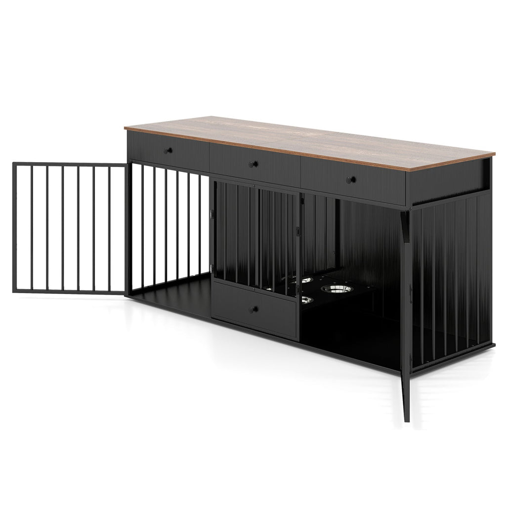 71" Modern Dog Crate Furniture with 3 Drawers