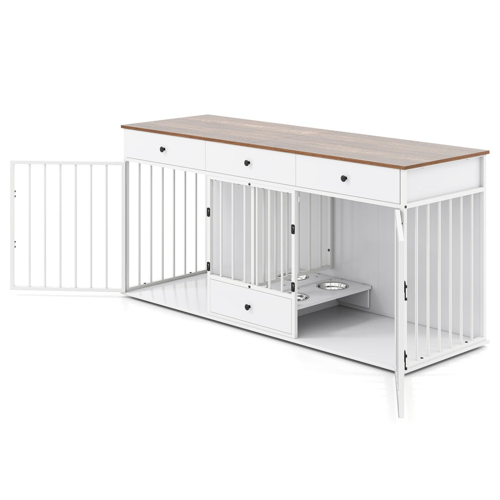 71" Modern Dog Crate Furniture with 3 Drawers