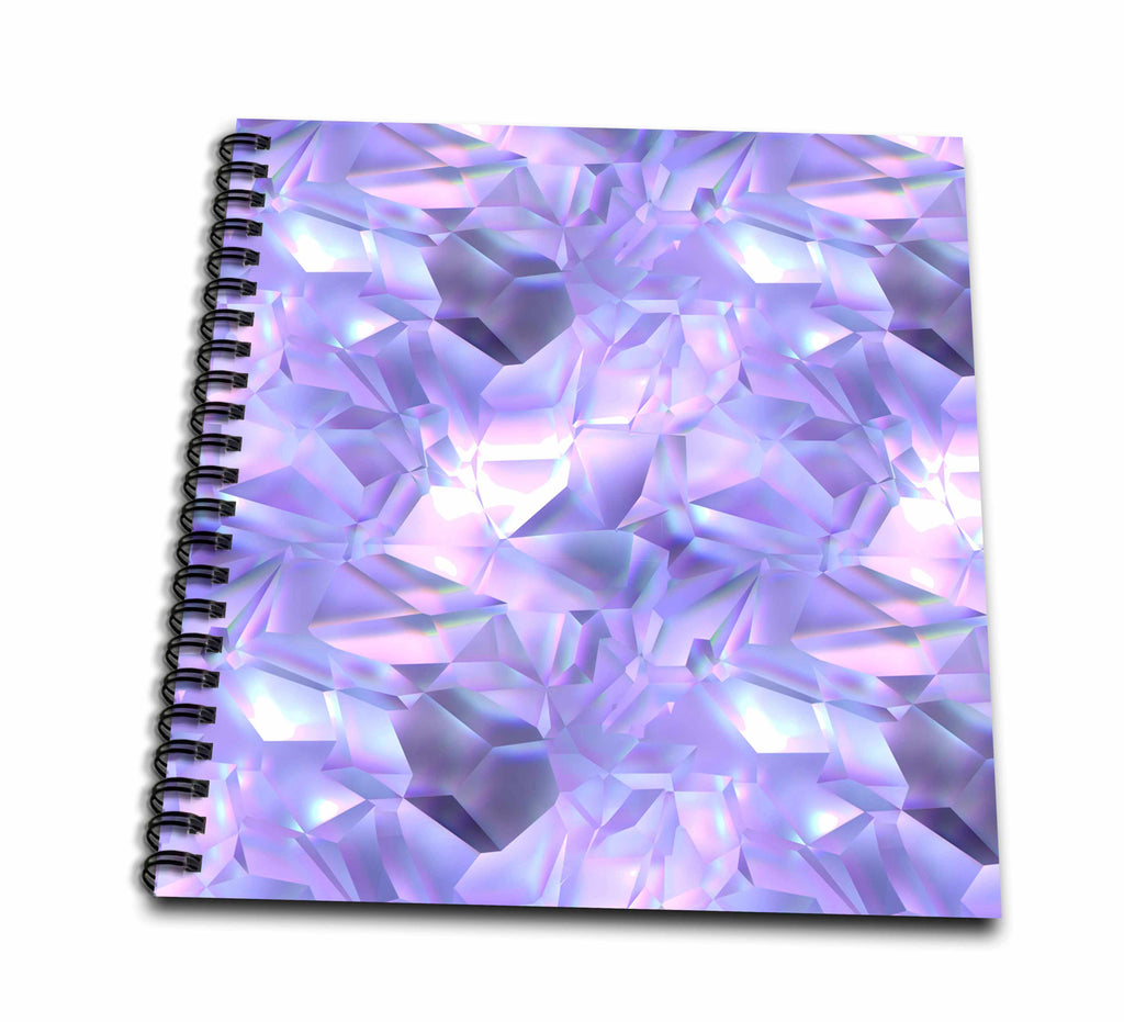 drawing book with purple faceted crystal-pattern cover and black twin-loop binding
