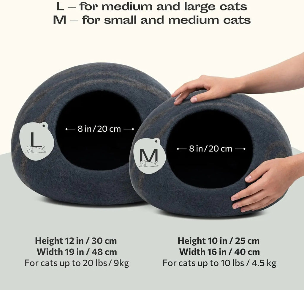 Handmade Merino Wool Cat Cave Bed