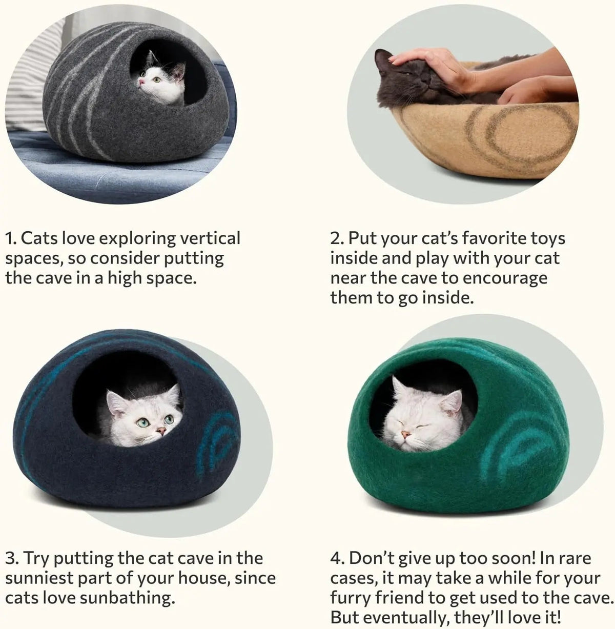 Handmade Merino Wool Cat Cave Bed