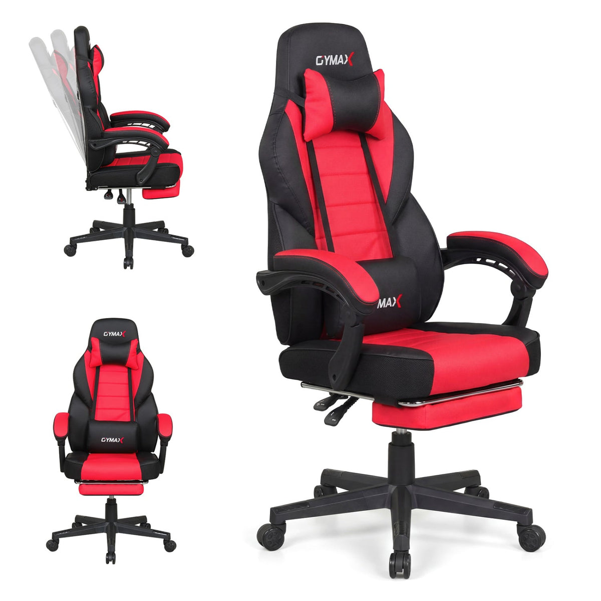 Ergonomic Gaming Chair with Retractable Footrest