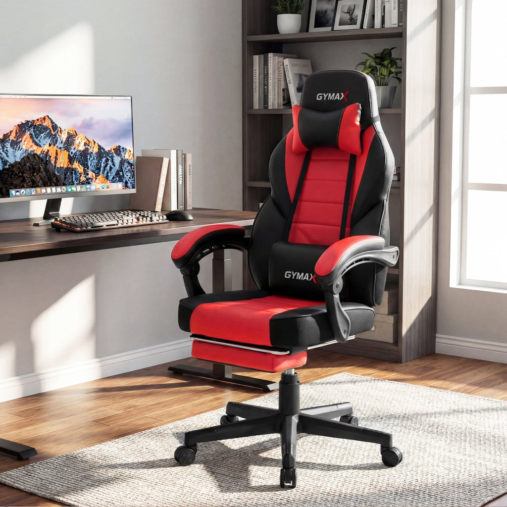Ergonomic Gaming Chair with Retractable Footrest