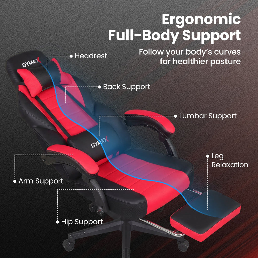 Ergonomic Gaming Chair with Retractable Footrest