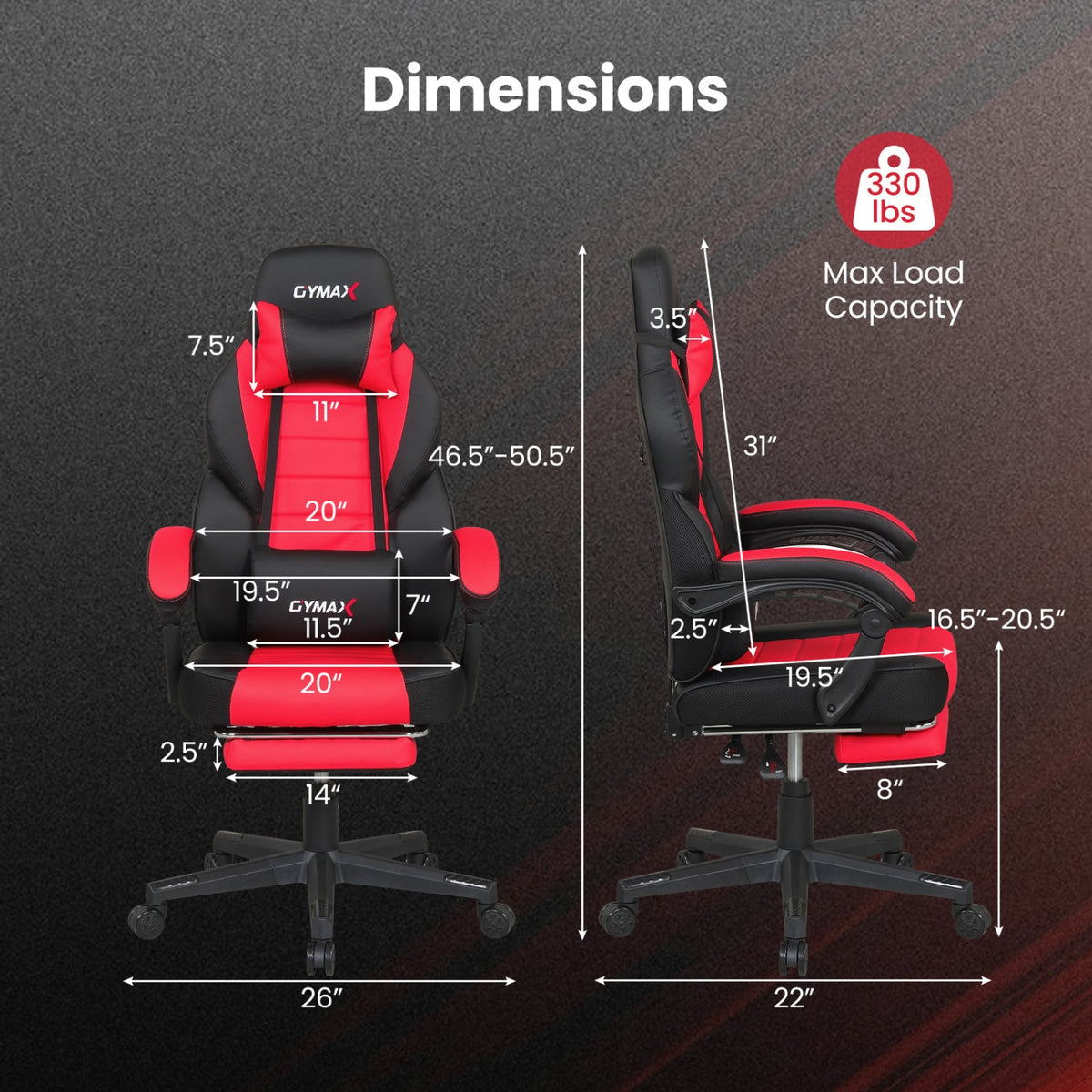 Ergonomic Gaming Chair with Retractable Footrest