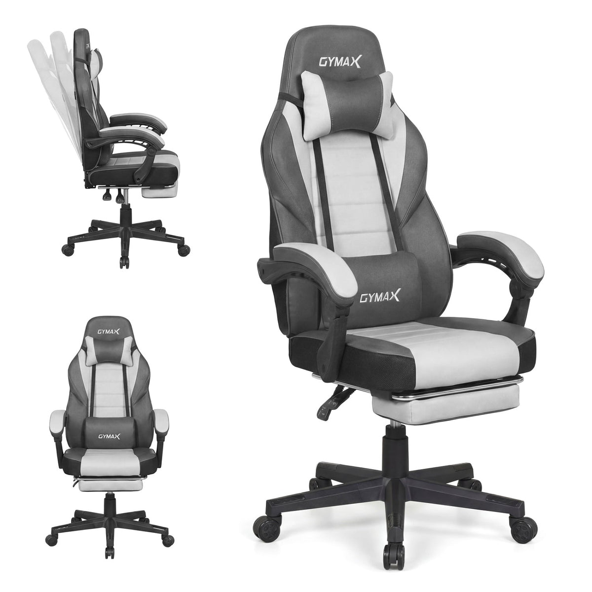 Ergonomic Gaming Chair with Retractable Footrest