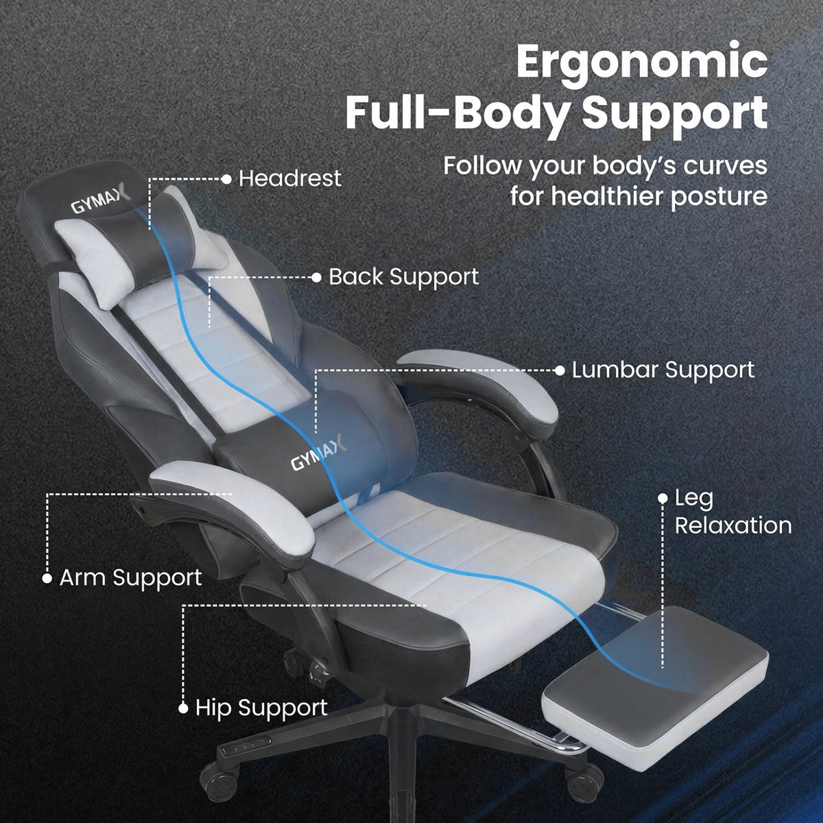 Ergonomic Gaming Chair with Retractable Footrest