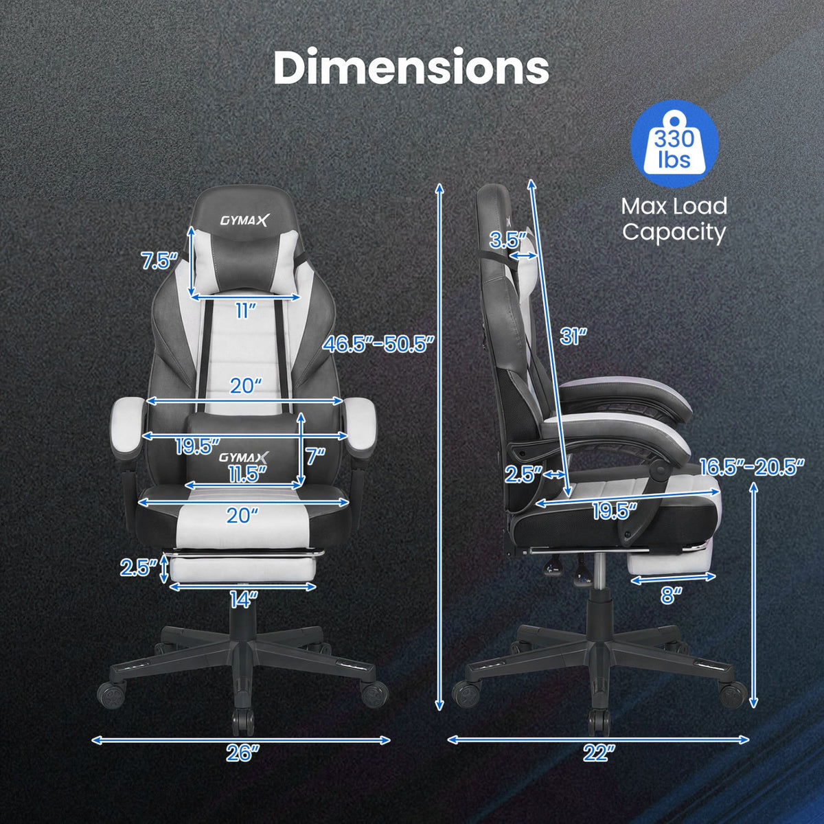 Ergonomic Gaming Chair with Retractable Footrest