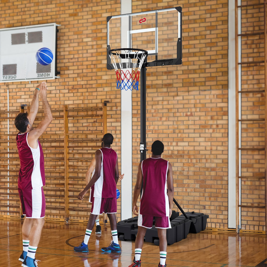 Foldable Basketball Hoop 7.54–10 ft Stepless Adjustable with PC Backboard