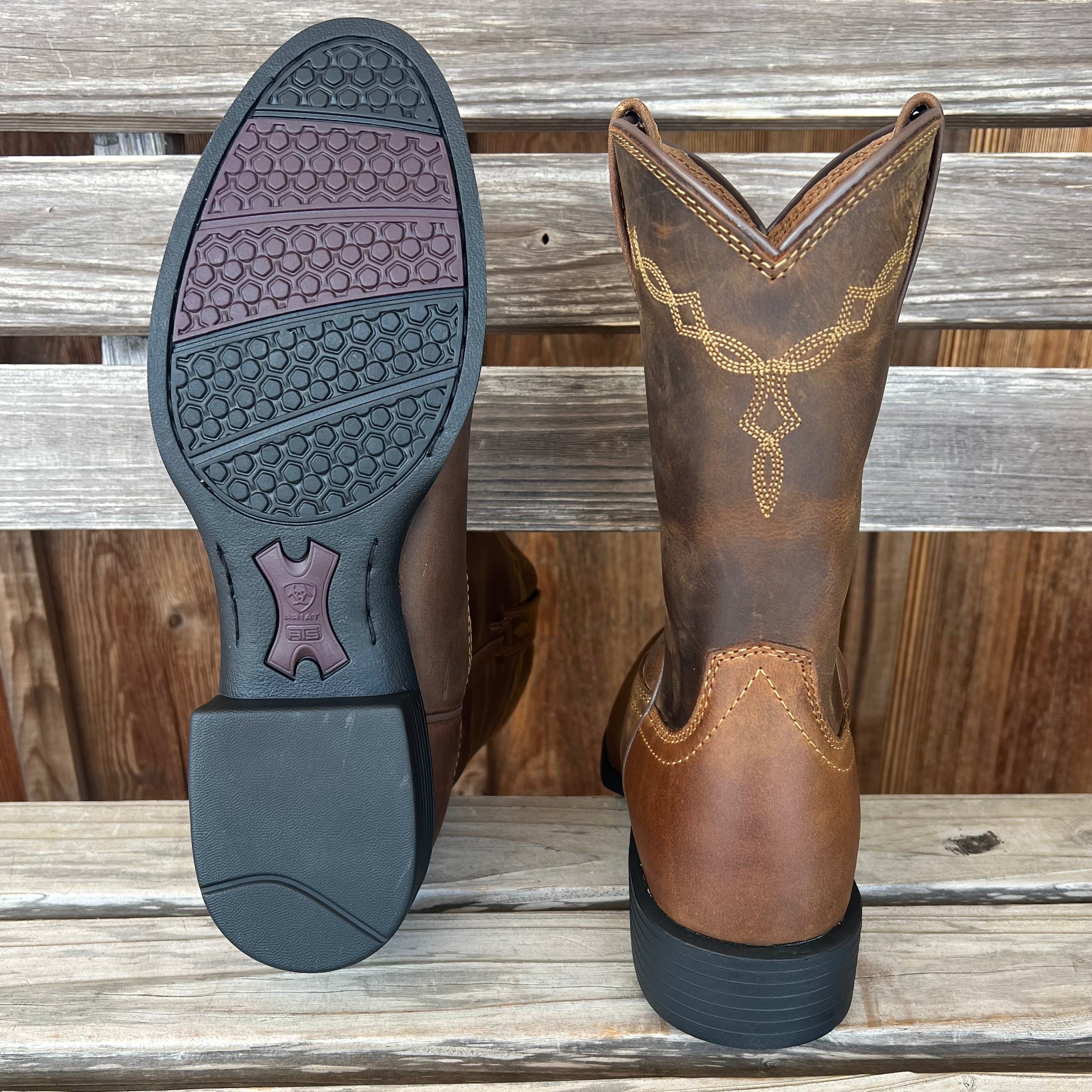 Ariat Men's Heritage Roper Western Boot – Distressed Brown Round Toe