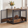Dog Crate Furniture with Sliding Barn Door & Side Door