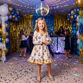Girls' Happy New Year Long-Sleeve Ruffle Dress