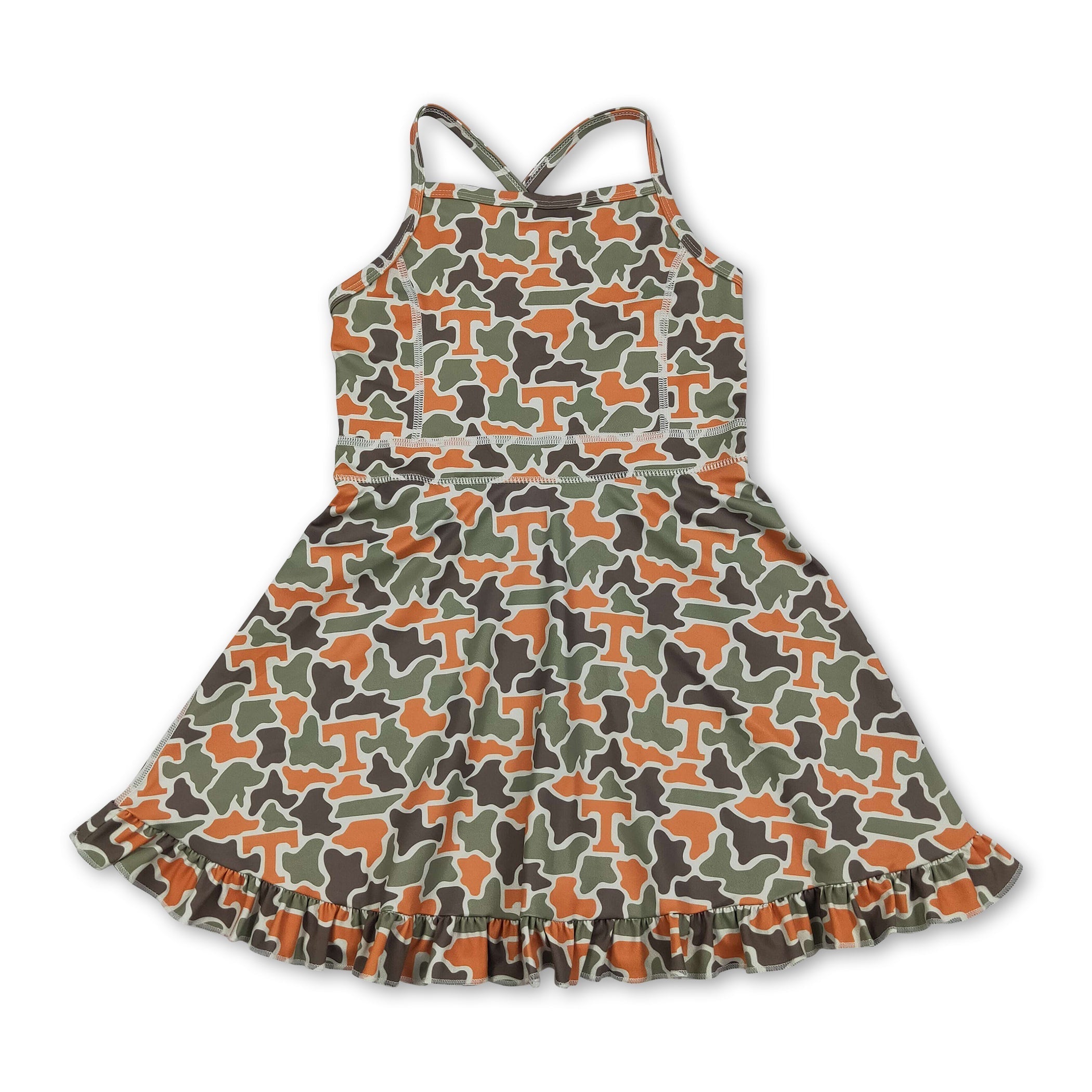 Girls Sleeveless Camo Athletic Dress – Style II