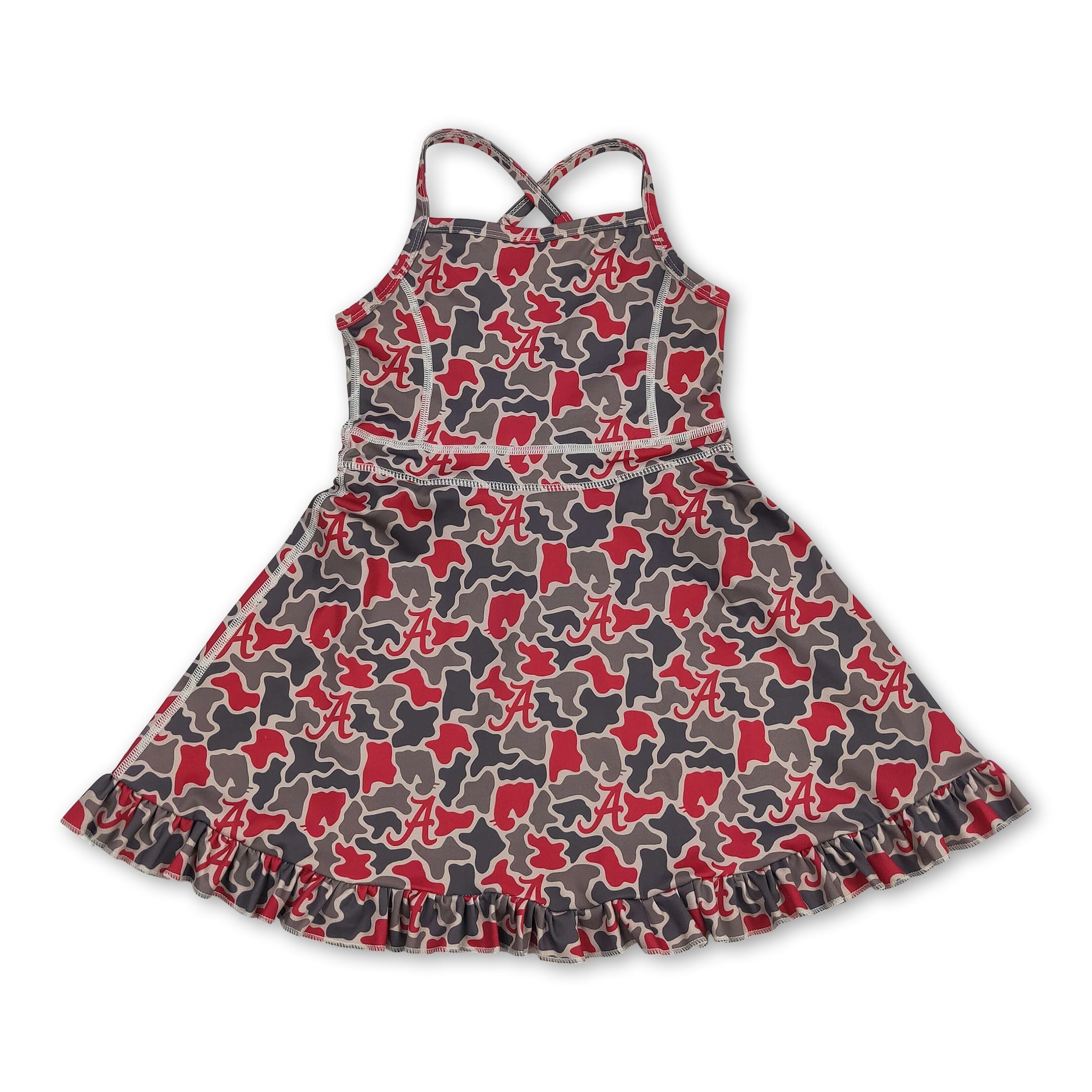 Girls Sleeveless Camo Athletic Dress