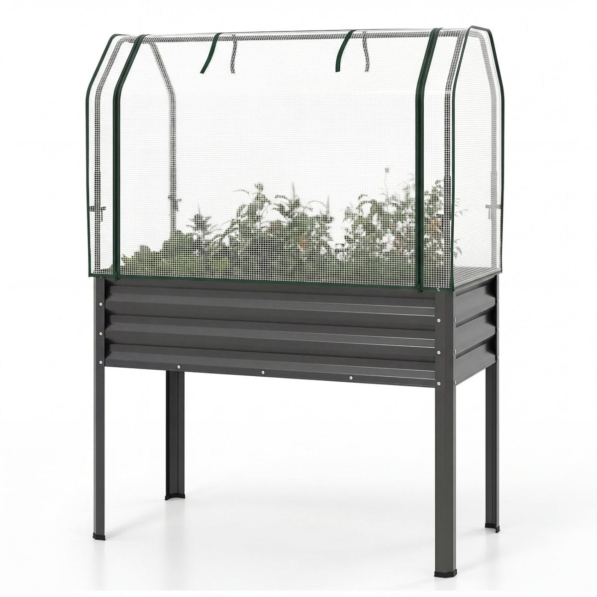 Galvanized Raised Garden Bed with Greenhouse Cover