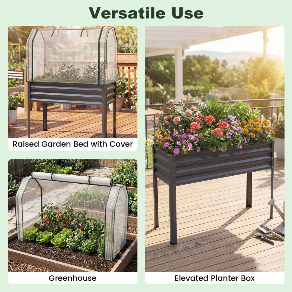 Galvanized Raised Garden Bed with Greenhouse Cover