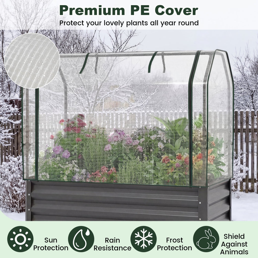 Galvanized Raised Garden Bed with Greenhouse Cover