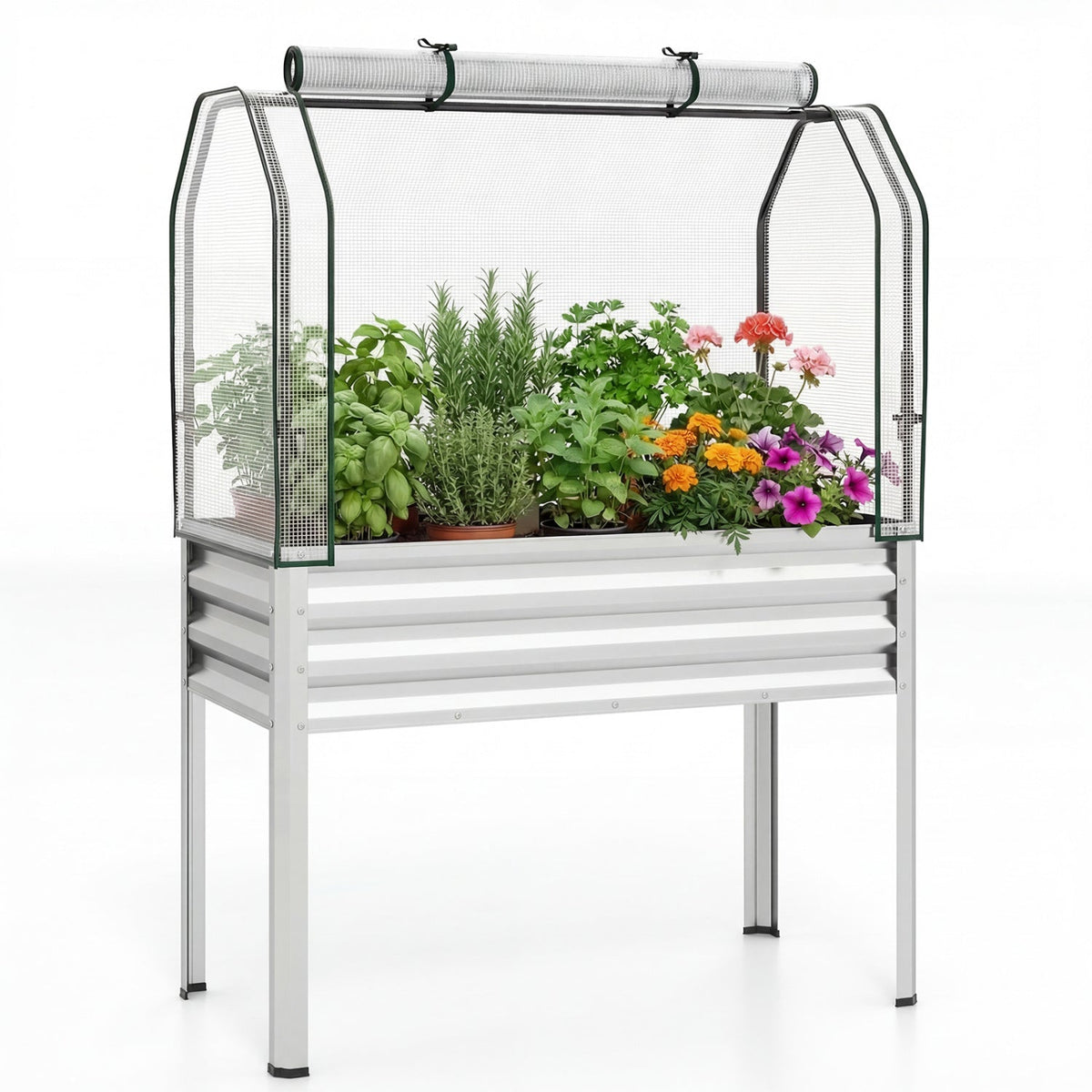 Galvanized Raised Garden Bed with Greenhouse Cover