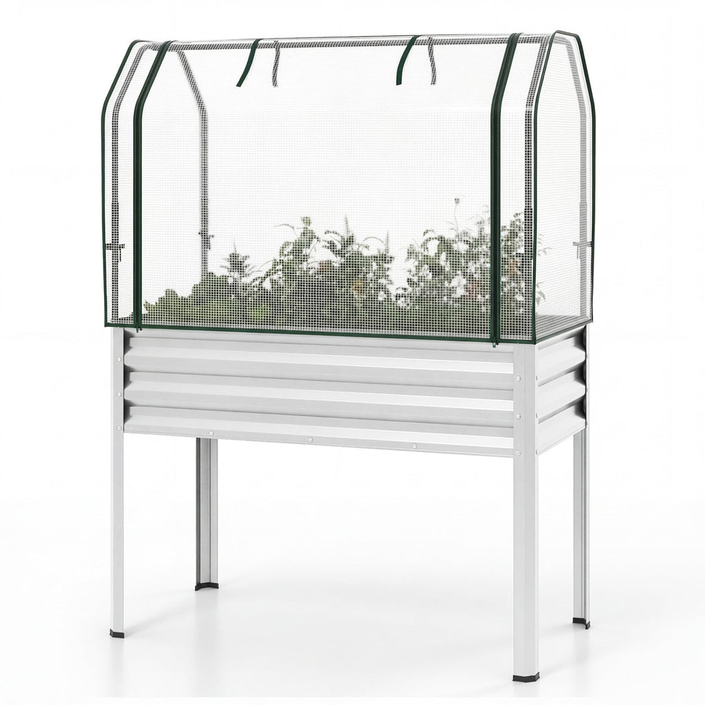 Galvanized Raised Garden Bed with Greenhouse Cover