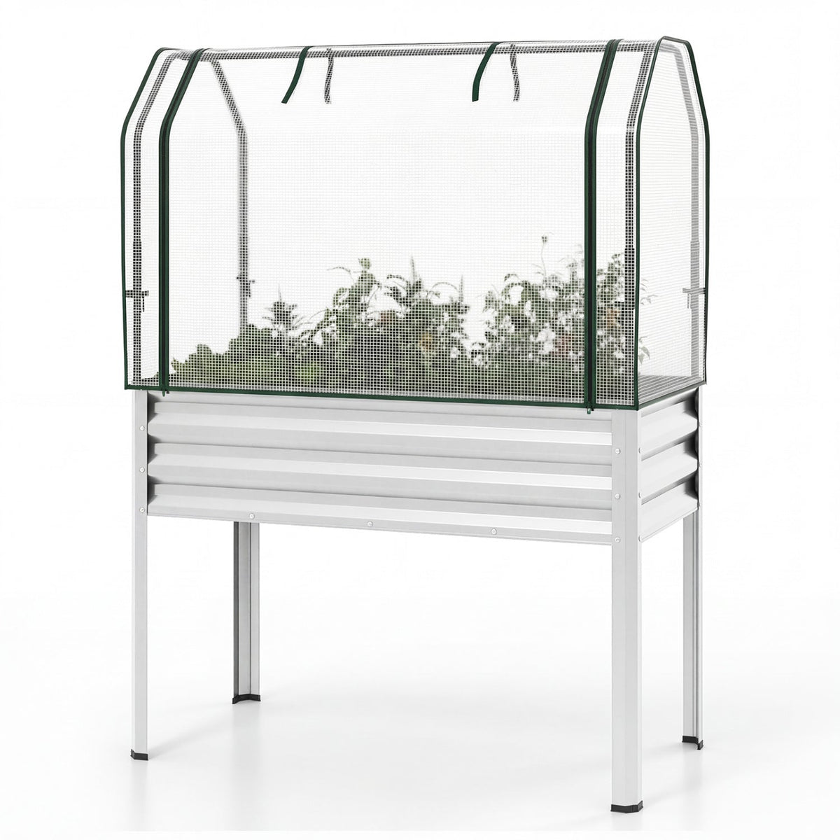 Galvanized Raised Garden Bed with Greenhouse Cover