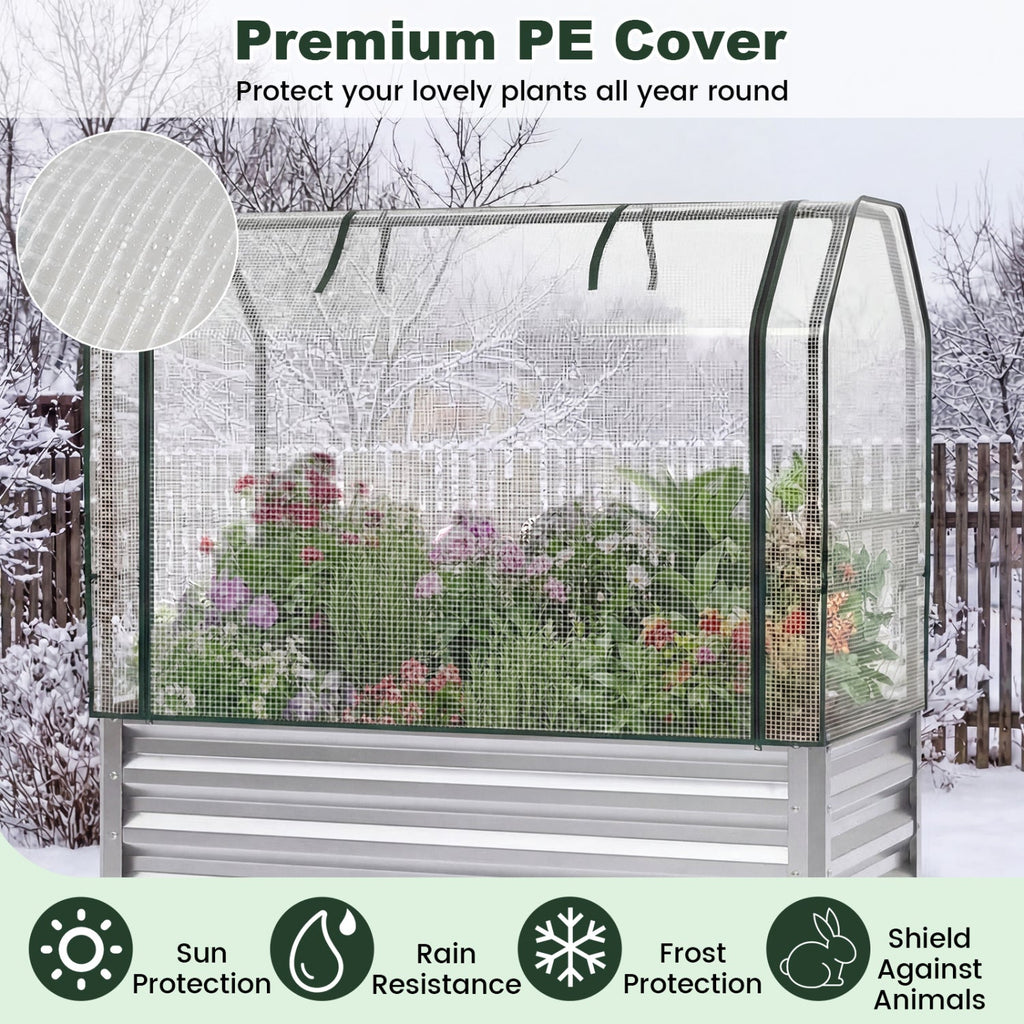 Galvanized Raised Garden Bed with Greenhouse Cover