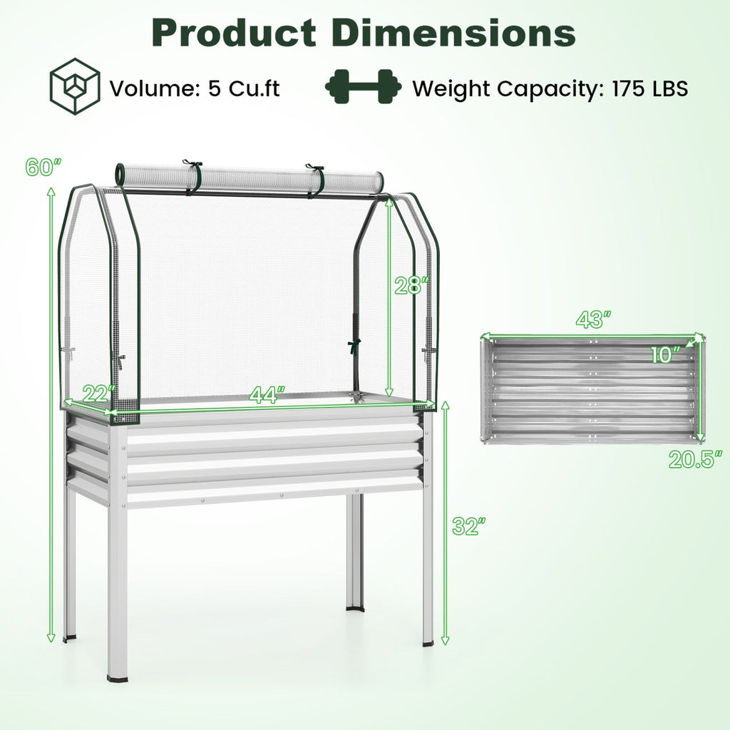 Galvanized Raised Garden Bed with Greenhouse Cover