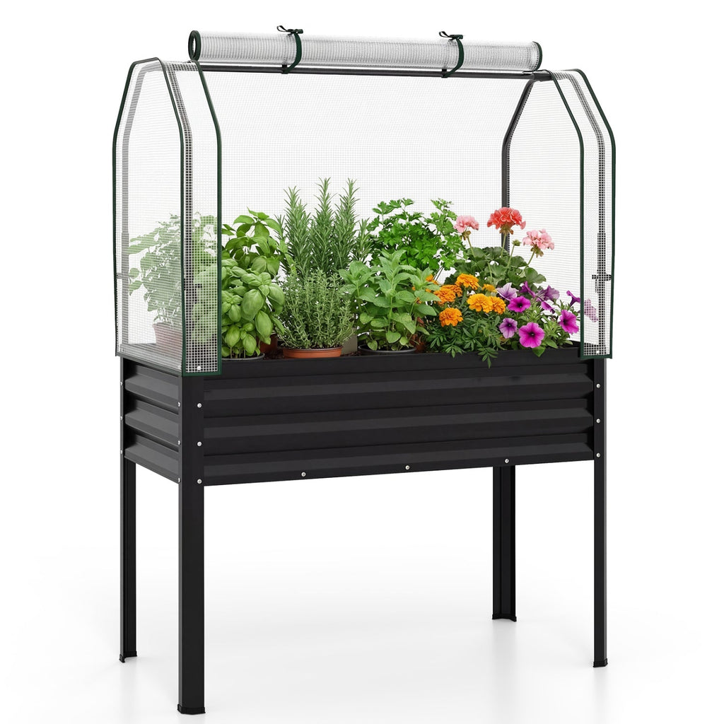 Galvanized Raised Garden Bed with Greenhouse Cover