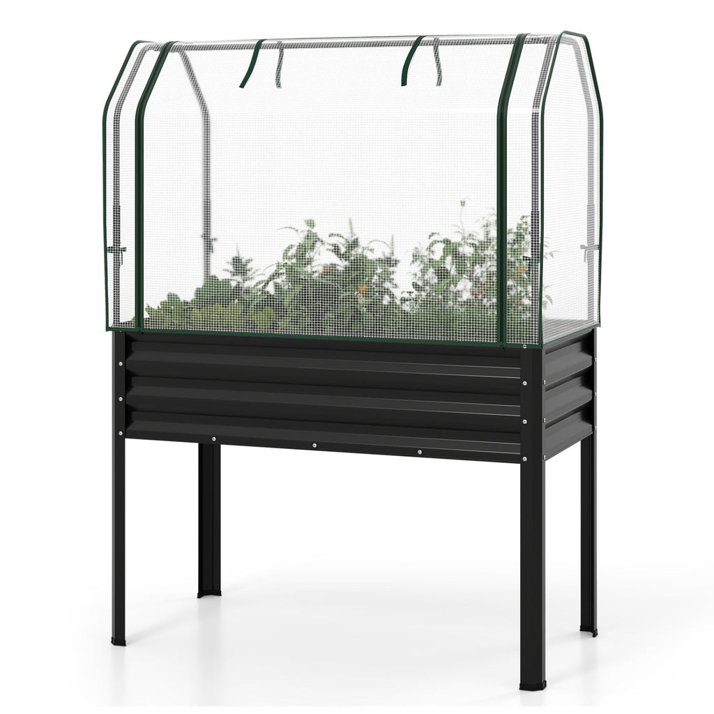 Galvanized Raised Garden Bed with Greenhouse Cover