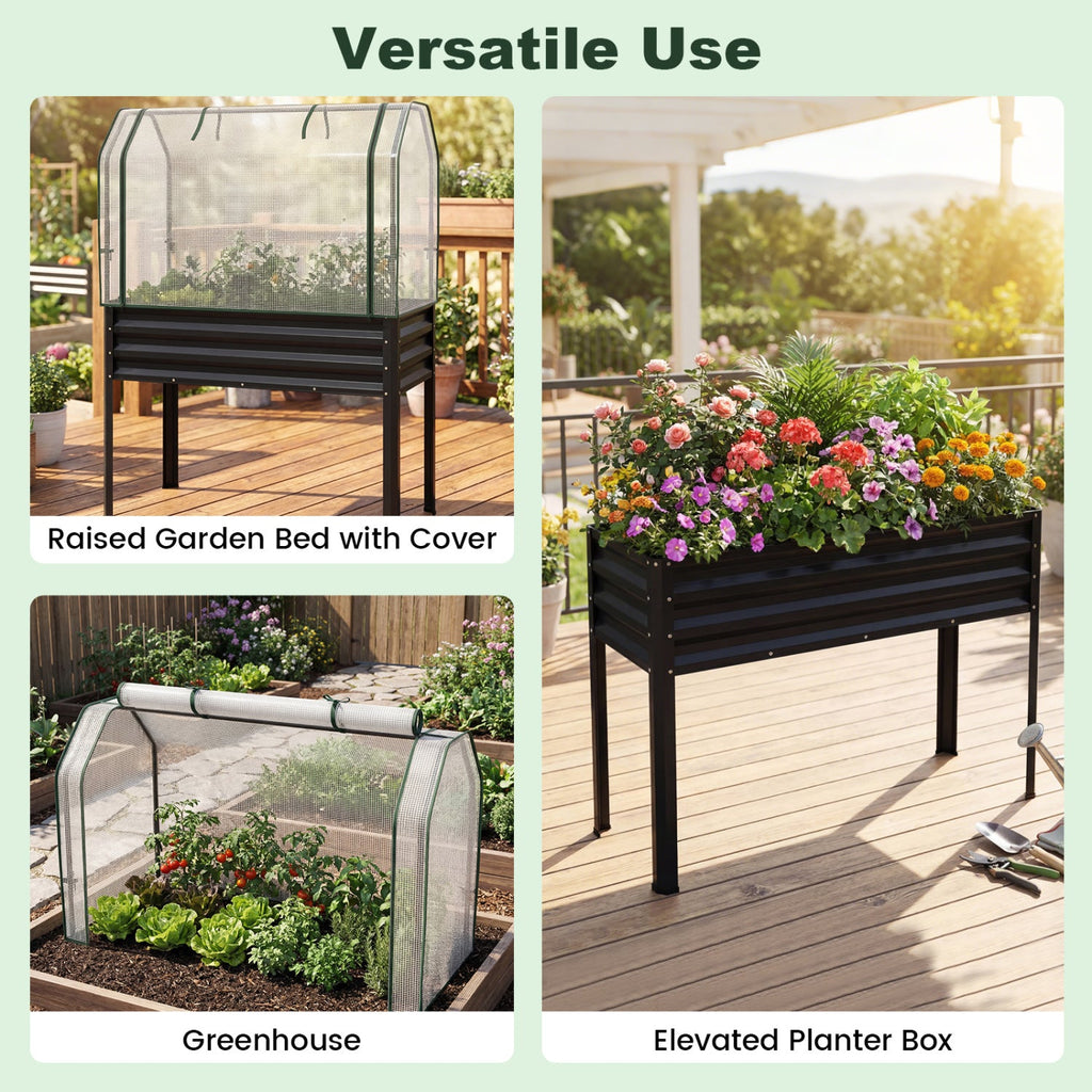 Galvanized Raised Garden Bed with Greenhouse Cover