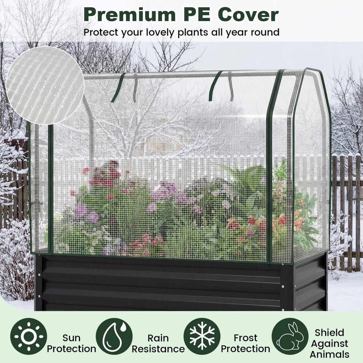 Galvanized Raised Garden Bed with Greenhouse Cover