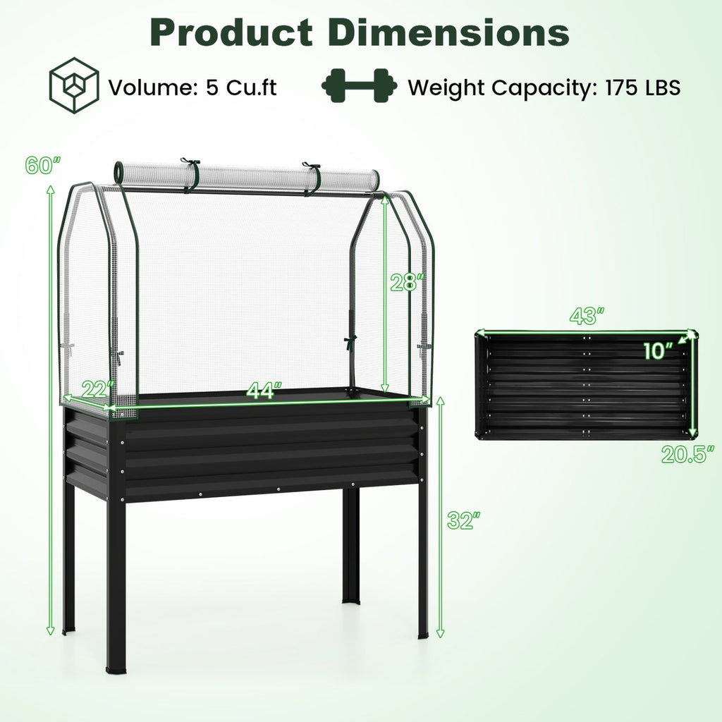 Galvanized Raised Garden Bed with Greenhouse Cover