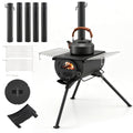 Carbon Steel Wood Burning Camp Tent Stove with 5 Chimney Pipes