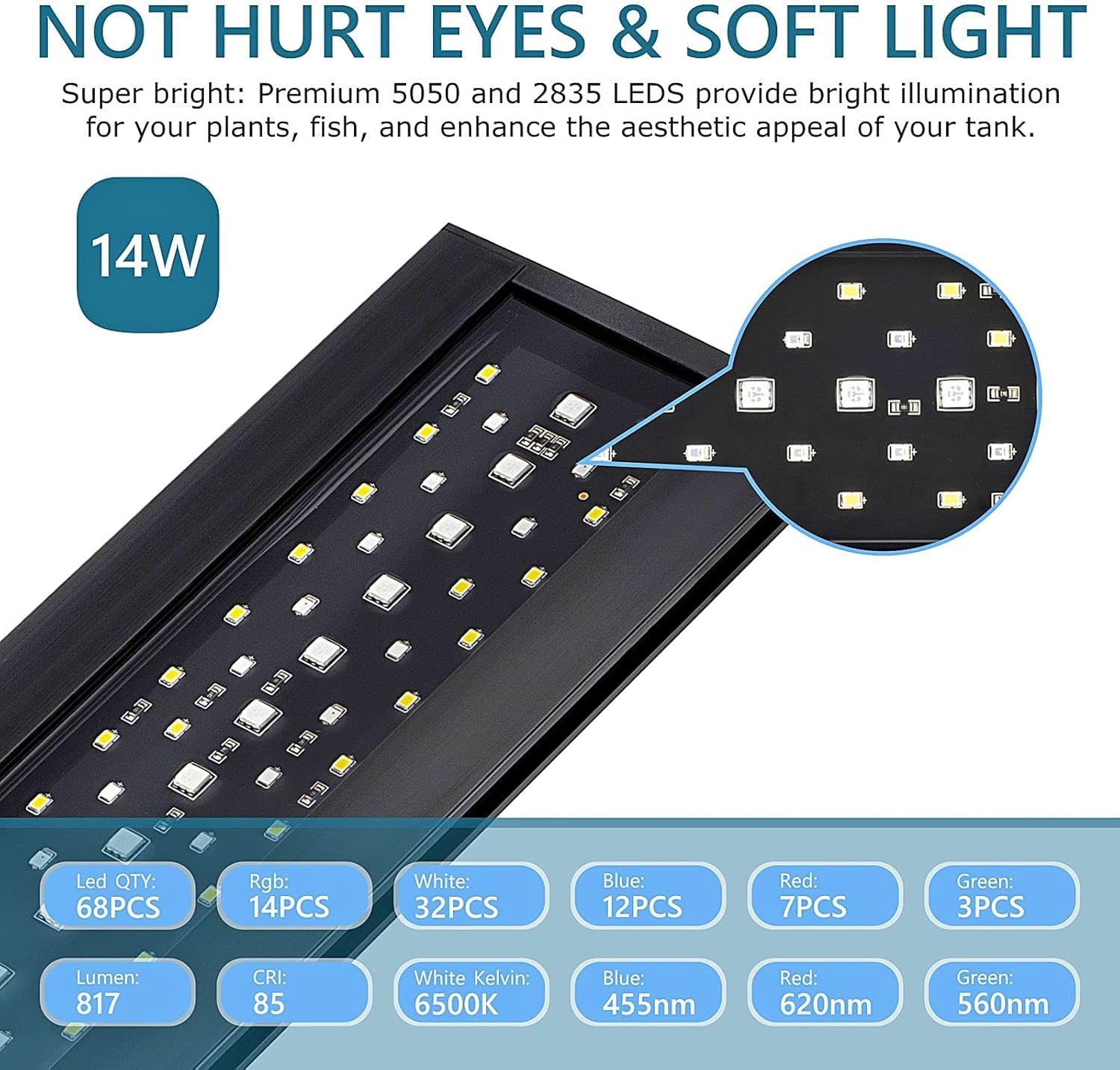 Hygger Clip-On Aquarium LED Light – 24/7 Timer | 7 Colors | 12W or 14W | 7–20" Tanks
