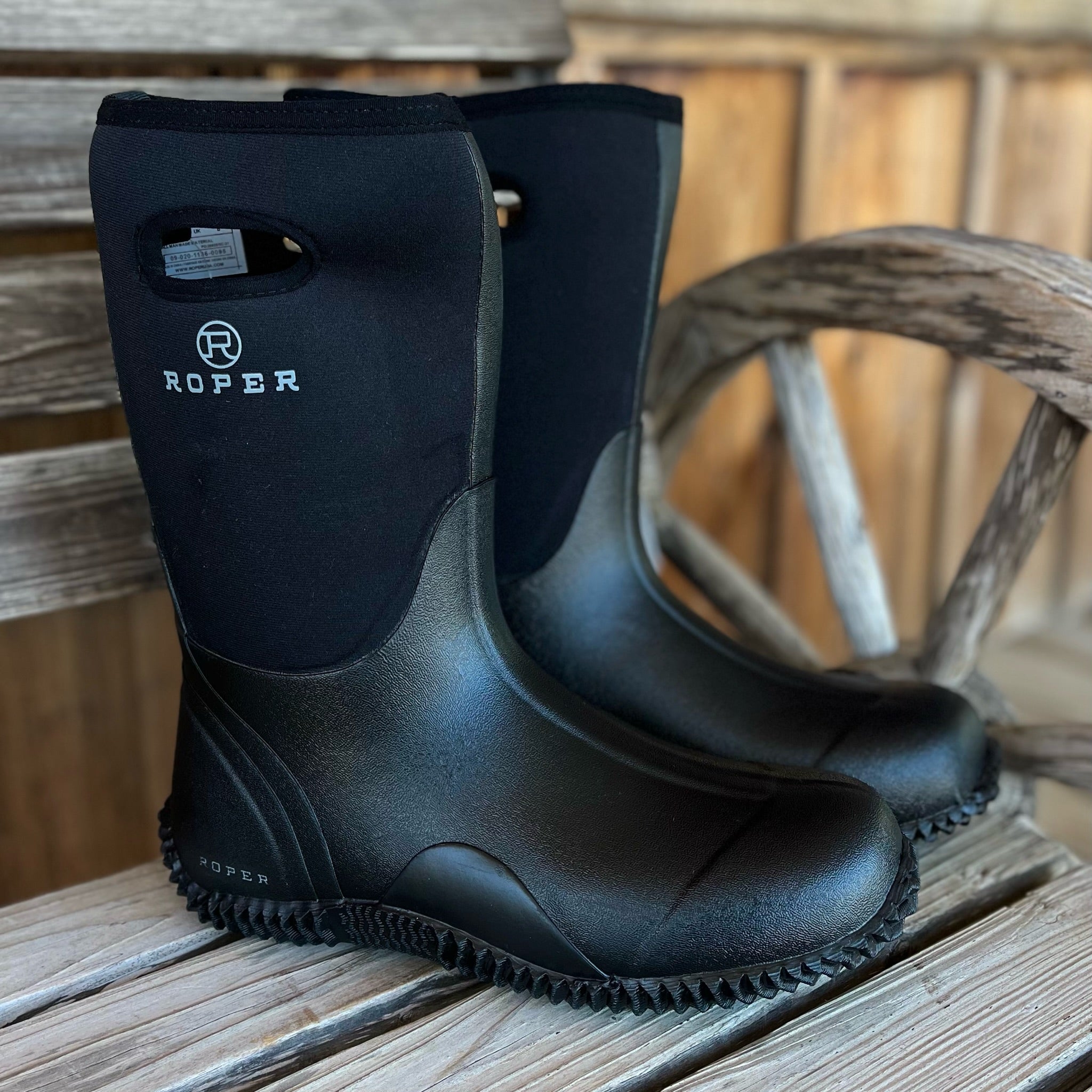 Roper Men's Barnyard Waterproof Rubber Mud Boot – Black, 13" Pull-On