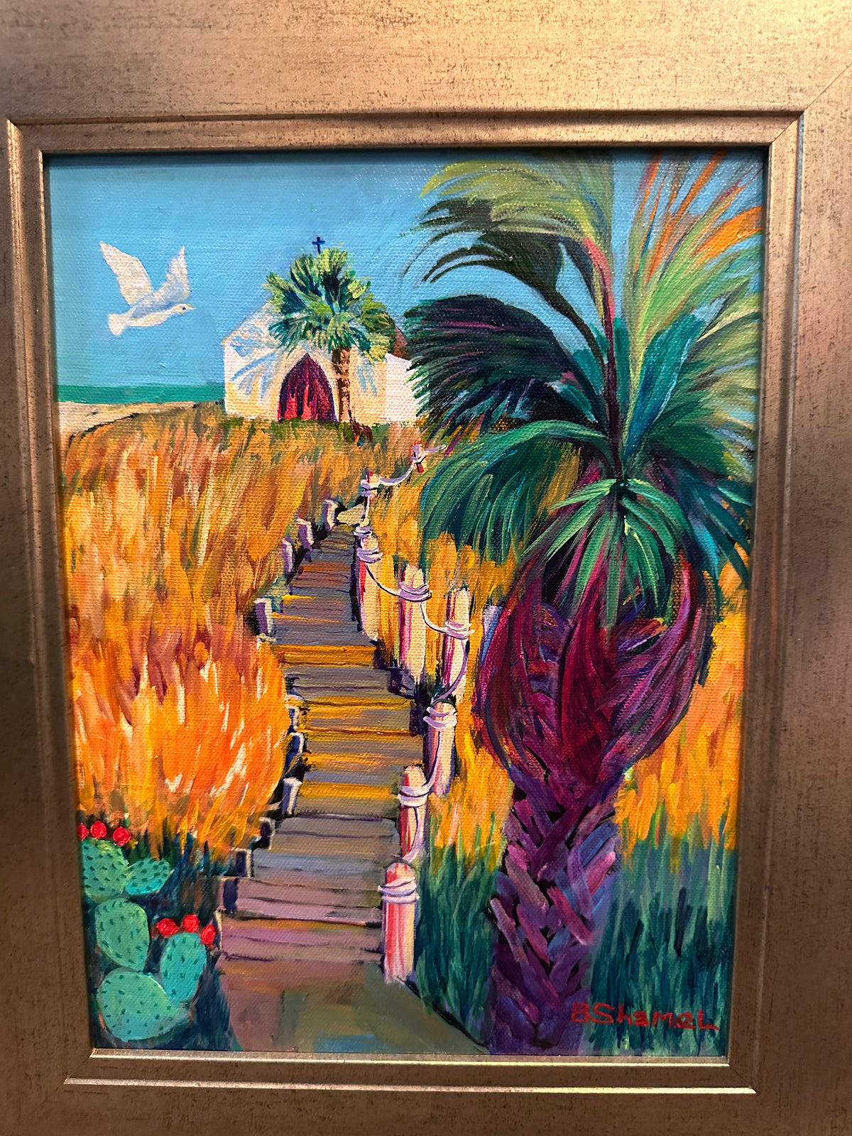 Betty Shamel – "Chapel in The Dunes" an Original Acrylic Coastal Painting