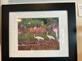 Framed Coastal Wetlands Art – White Wading Birds by Norman C. Oates