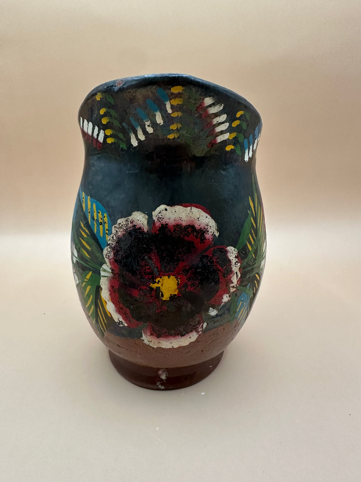 Vintage Mexican Folk Art Ceramic Pitcher