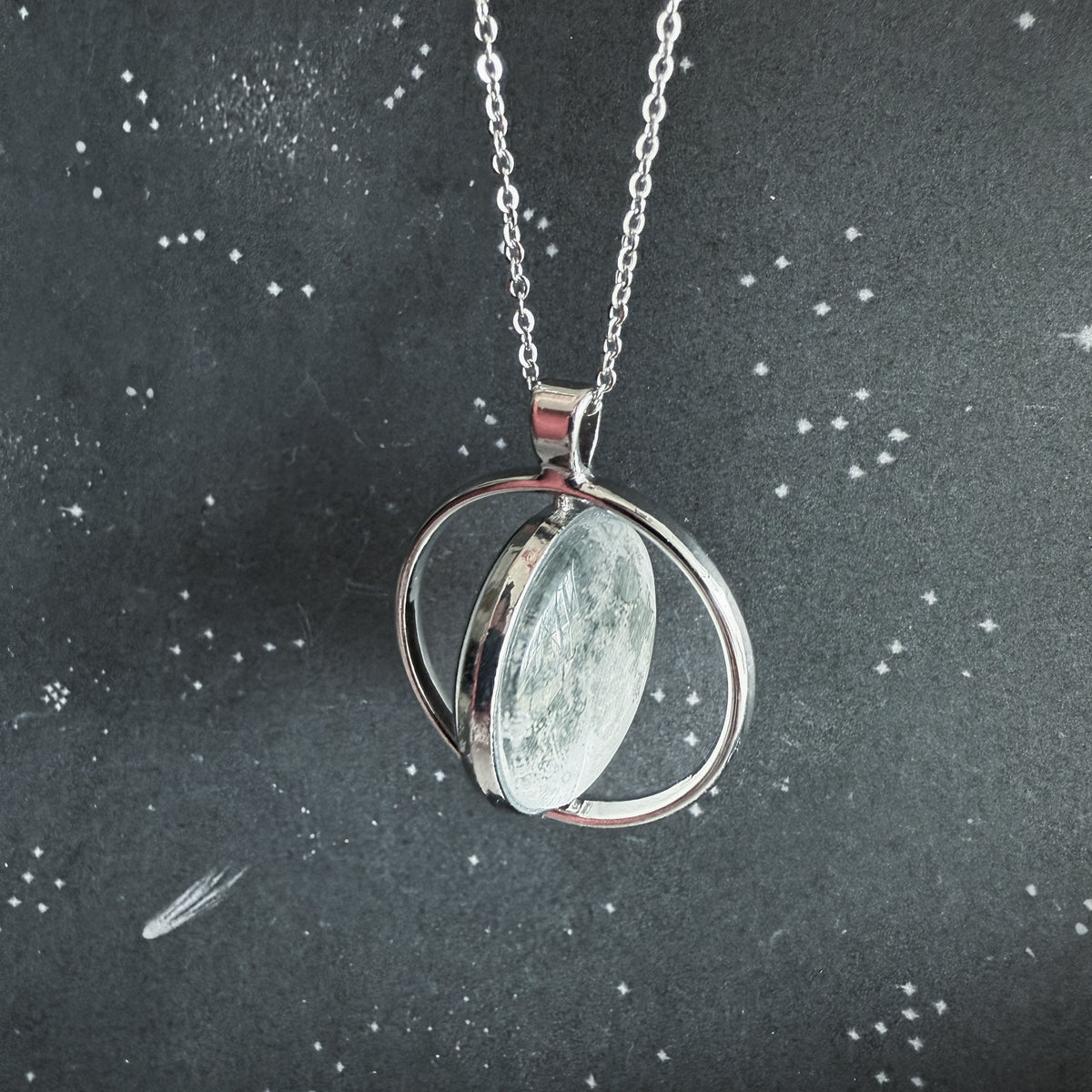Full Moon Spinning Fidget Pendant Necklace